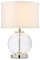 LITECRAFT Rhonda Table Lamp Small Globe Glass E14 Base with Drum Shade - Chrome