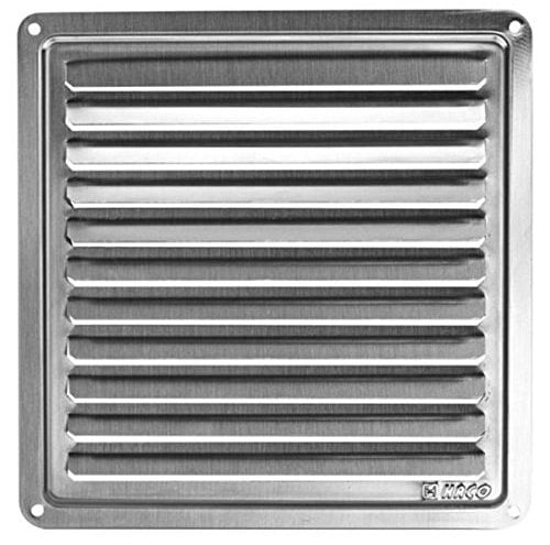 Griglia di ventilazione in acciaio inox, 155 x 155 mm, griglia di scarico, griglia a fessura, griglia a lamelle