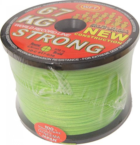 WFT 0,39mm 67kg Strong Chartreuse - 600m geflochtene Angelschnur, Geflechtschnur zum Meeresangeln