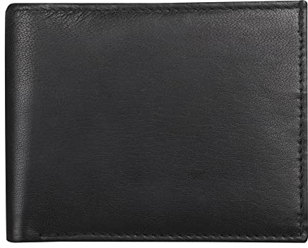 RAS Gents Handmade Wallets RFID Blocking Real Leather Billfold Slim Cardholder Passcase Wallet for Men 103 (Black)