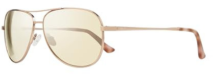 Revo Relay: Polarized Filter UV, Womens Small Metal Rim Aviator Sunglasses, Rose Gold Frame with Champagne Lens, RE 1014