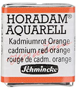 Schmincke – HORADAM® AQUARELL - feinste Künstler-Aquarellfarben, 348 Kadmiumrot Orange, 14 348 044, 1/2 Näpfchen