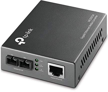 TP-Link Gigabit SFP to RJ45 Fiber Media Converter, Fiber to Ethernet Converter 10/100/1000Mbps RJ45 Port to 1000Base-SX Multi-Mode Fiber (MC200CM) Black