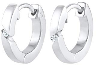 Elli DIAMONDS Ohrringe Damen Creolen Basic mit Diamant (0.03 ct.) in 925 Sterling Silber