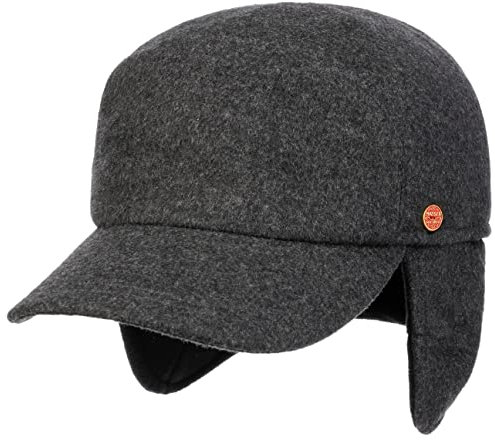 Mayser Premium Ohrenwärmer Baseballcap Damen/Herren - Made in The EU Wollcap Sportkappe Basecaps mit Schirm, Ohrenklappen, Futter Herbst-Winter - 59 cm anthrazit