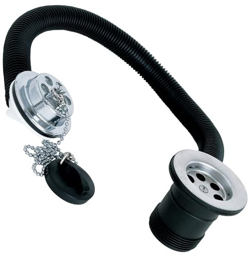 Deva FOV414 Plastic Bath Waste with Overflow and Plug Chrome Finish, 1-1/2