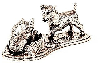 Jack- Russell- Terrier und Katze Hergestellt in U.K. Kunstvolle Hunde- Figur Sammlung