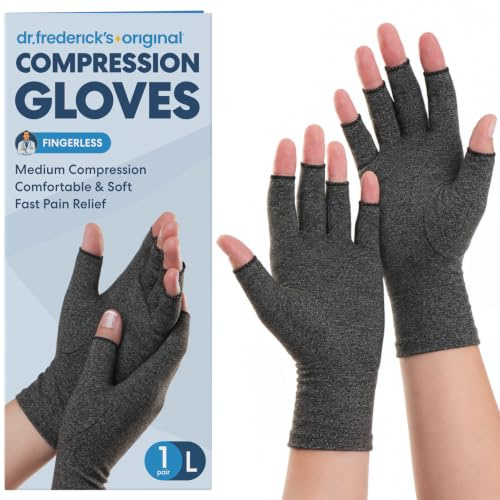 Dr. Frederick's Original Arthritis Handschuhe - Fingerlose Kompressions für die Schmerzlinderung von Rheumatoide & Osteoarthritis Arthrose - Anti arthritis kompressionshandschuhe – Frauen & Männer
