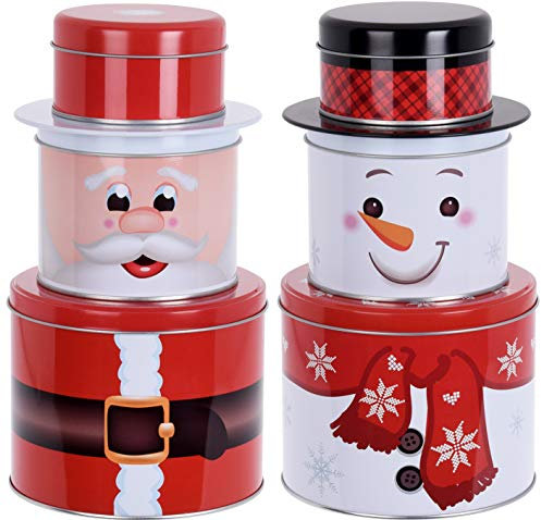 matrasa Weihnachtliche Keksdose 3-TLG - Schneemann Weihnachtsmann - Plätzchendose Blechdose (Weihnachtsmann)