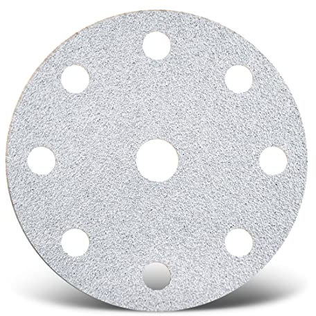 MENZER White Disques abrasifs auto-agrippants, 150 mm, 9 trous, p. Ponceuses excentriques, Corindon normal (Lot de 50) G120