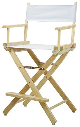 Casual Home 24 Director's Chair Natural Frame with White Canvas, Counter Height