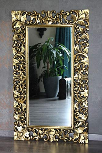 Naturesco Edler Barockspiegel Wandspiegel Holzrahmen handgefertigt Gold antik 120cm x 70cm
