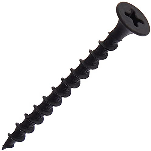 Merriway BH02575 (50 Pcs) Phillips Grip Tite Bugle Head Drywall Screw, Black Phosphate 3.5 x 42mm (No. 6 x 1.5/8 inch) - Pack of 50 Pieces