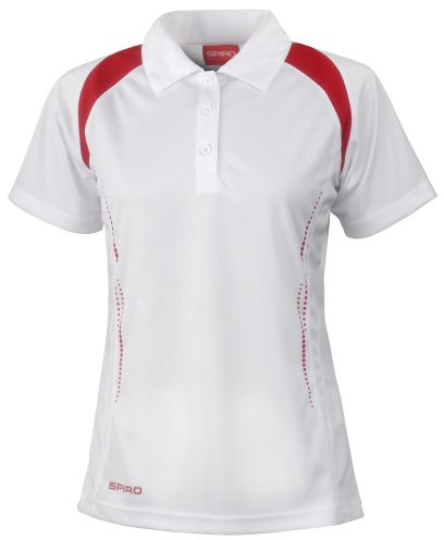 Spiro Womens/Ladies Sports Team Spirit Performance Polo Shirt (XL) (White/Red)