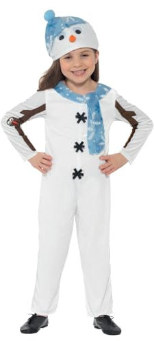 Smiffys Schneemann-Kostüm für Kleinkinder, Weiß, mit Overall & Hut