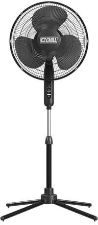 EZ-CHILL 16 Oscillating Pedestal Fan with Folding Base - Black