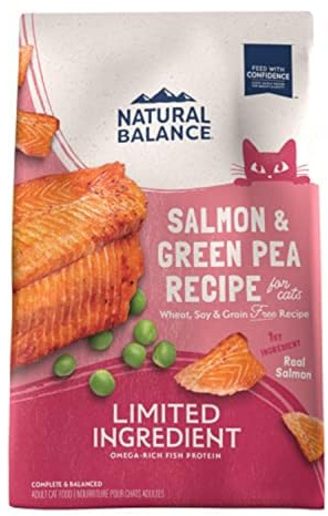 Natural Balance Limited Ingredient Adult Grain-Free Dry Cat Food, Salmon & Green Pea Recipe, 10 Pound (Pack of 1)