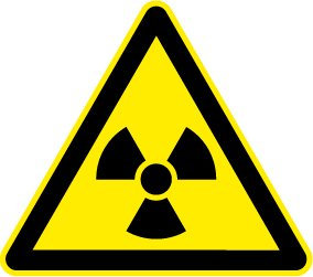 Warnschild aus Folie - Radioaktive Stoffe - Schenkellänge 40 cm