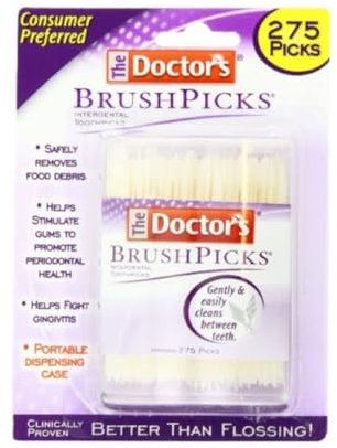 The doctor's Brushpicks | stuzzicadenti interdentale | 275 pezzi | 4 confezioni | rimuove il cibo tra i denti
