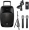 PRORECK Free 15 - Altavoz portátil de 15 pulgadas (800 W, 2 vías, recargable, con Bluetooth, USB, lector de tarjetas SD, radio FM, mando a distancia, micrófonos inalámbricos, soporte de altavoz)