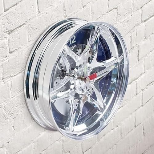 Horloge Murale Jante Automobile à LED Bleue