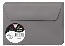 Clairefontaine 5636C - Paquet de 20 Enveloppes Auto-Adhésives - Format C6 11,4x16,2cm - 120g - Coloris Gris Acier - Invitation Evènements et Correspondance - Gamme Pollen - Papier Premium Lisse