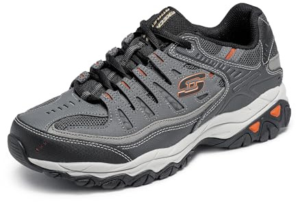 Skechers Afterburn M. Fit Fashion Sneakers för män, ovandel i läder, innersula i minnesskum, yttersula i gummi, 8