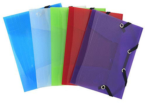 Exacompta 50700E 25er Pack Sammelmappe Crystal DIN A6 aus Kunststoff mit 3 Innenklappen und 2 Gummizügen, 12 x 16 cm Taschenformat, ideal für Kreditkarten oder Ausweise 1 Stück farbig sortiert