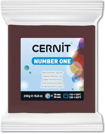 CERNIT CE0900250800C - Un Pain de Pâte Polymère Number one - Pâte à Modeler à Cuire - Couleur brun - Bloc de 250 g