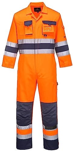 Portwest TX55 Herren Nantes Hi-Vis Reflektierende Overall-Arbeitsoveralls Sicherheitsklasse 3 Orange/Navy, XXL