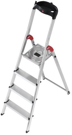 Hailo 5_8504-001 L60 Sicherheits-Haushaltsleiter, aus Aluminium, 4 Stufen