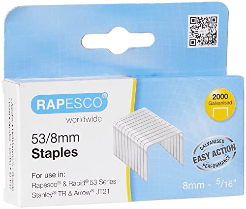 Rapesco 0752 Agrafes Galvanisées de Type 53/8 mm, Lot de 2000
