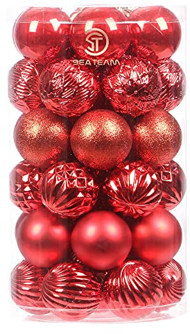 Sea Team 60mm/2.36 Set de Navidad Brillantes delicados artilugios Decorativos, Pintado en Color de Contraste decoración de Bolas Colgantes de árboles de Navidad - 41 Piezas