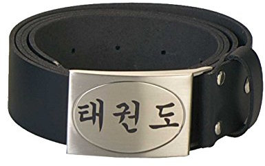 Ju-Sports Gürtel echt Leder mit graviertem Kanji Taekwondo