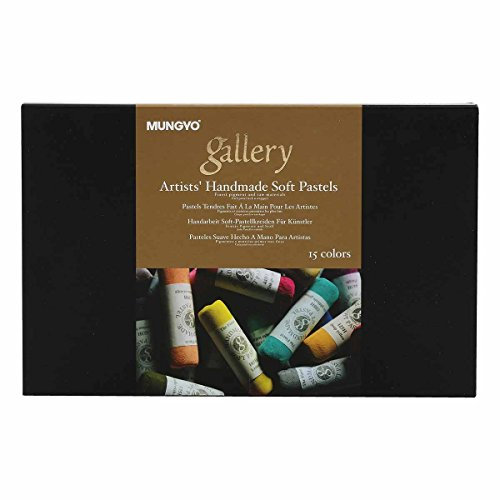 MUNGYO MPHM-15 Gallery Artists' Handmade Soft Pastels, Set of 15, Hand-Rolled Pastels in Artist Quality, Soft Consistency