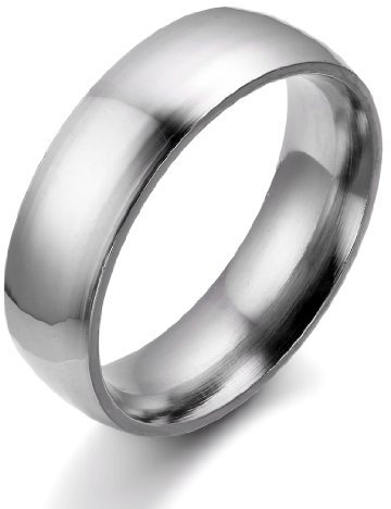 JewelryWe Schmuck 6mm Breite Edelstahl Herren-Ring, Hoch Poliert Dome Silber, Partnerringe Jahrestag Verlobung Hochzeit Band, mit Geschenk Tüte Größe 57