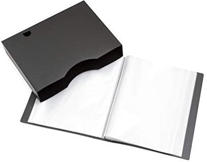 Arpan A4 Präsentationsmappe, Aktenmappe mit 150 Hüllen / 300 Seiten, Aufbewahrungs-Portfoliomappe mit Kunststoffhüllen, Polyhüllenmappe, Schwarz