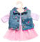 Heless 2550 - Bekleidungs-Set für Puppen, 2 teilig mit Tüllkleid und Jeansweste, Größe 35 - 45 cm