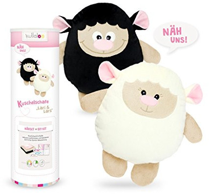 kullaloo - Material-Set/Stoffpaket zum Selber nähen: Schaf lari in weiß & schwarz inkl. Schnittmuster in schicker Dose (DE/EN)