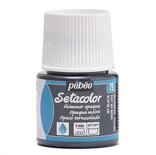 Pebeo Setacolor - Pintura para tela (opaca tornasolada, 45 ml), Negro Azabache Iridiscente, El embalaje puede variar