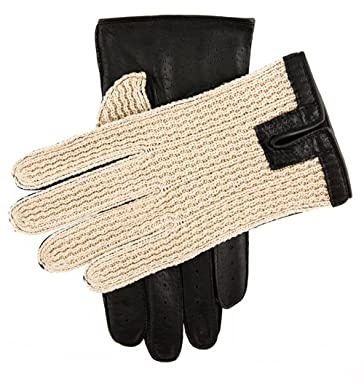 Dents Lancaster Men's Classic Crochet Back Driving Gloves BLACK L