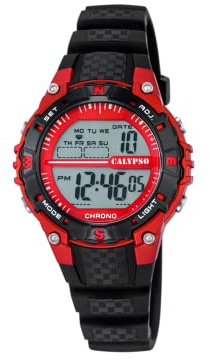 Calypso Uhr Digital Kinder Junge und Mädchen aus Kautschuk Schwarz | Sportuhr, Widerstandsfähiges Glas, Wasserdicht 10 ATM K5684/6