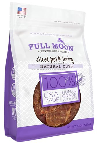 Full Moon Natural Cut Pork Jerky Healthy All Natural Dog Treats Human Grade Grain Free 10 oz