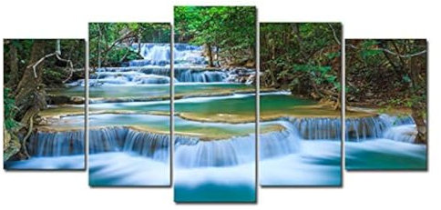 Wieco Art Forest Mountain Modern Giclee Canvas Print Artwork Landscape Wall Art for Home and Office Decor