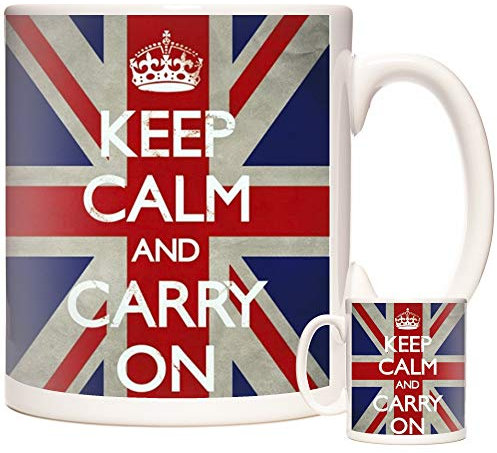 Carry On Union Jack Flag 11oz Ceramic Mug - Keep Calm and Carry On, United Kingdom Flag Gift Mug