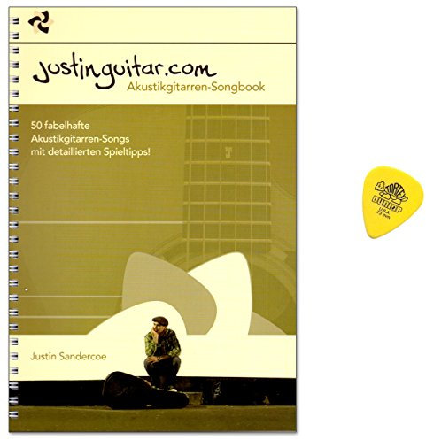 Justinguitar.com Akustikgitarren Songbook von Justin Sandercoe - 50 fabelhafte Akustikgitarren-Songs mit detaillierten Spieltipps - mit Original Dunlop PLEK