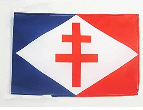 AZ FLAG - Drapeau Forces navales françaises libres - 45x30 cm - Pavillon Marine Militaire France 100% Polyester Avec Deux Cordelettes - 20g