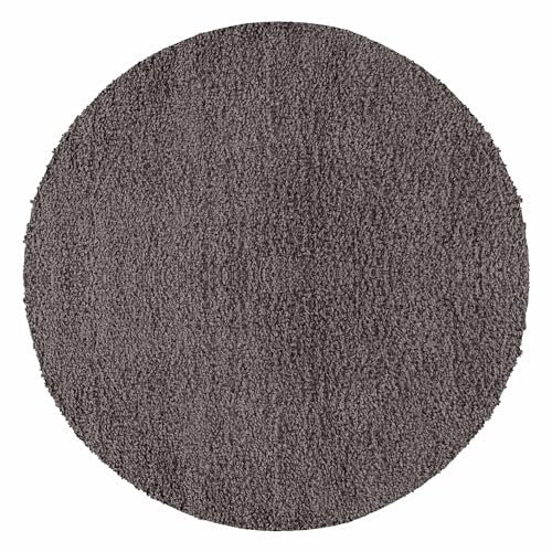 Carpetsale24 Shaggy Hochflor Teppich, 200 cm Rund, Taupe, weich, flauschig, modern, einfarbig, Perfekt als zentrales Wohnaccessoire, für Wohnzimmer Schlafzimmer Flur