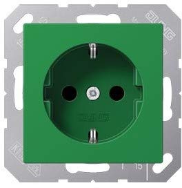 Jung 1520 BFKI GN - Enchufe Schuko (16 A, 250 V, irrompible, con protección táctil, serie A), color verde