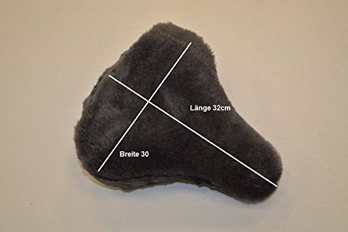 Ergometer/Heimtrainer Sattelbezug Oberteil aus echtem Lammfell extra Groß XXL (Schiefer) Länge bis 32cm, Breite 30cm,Fellhöhe 20mm Direkt vom Hersteller